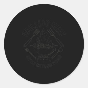 Sticker Rond Faire griller de la viande doucement avec des pinc