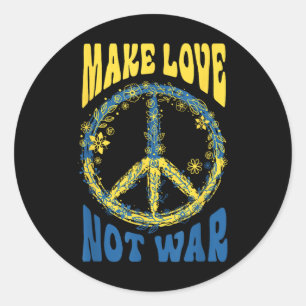 Sticker Rond Faire l'amour et non le soutien à la guerre en Ukr