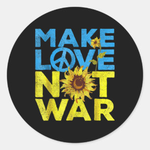 Sticker Rond Faire l'amour pas guerre Su Ower Ukrainien Je me t