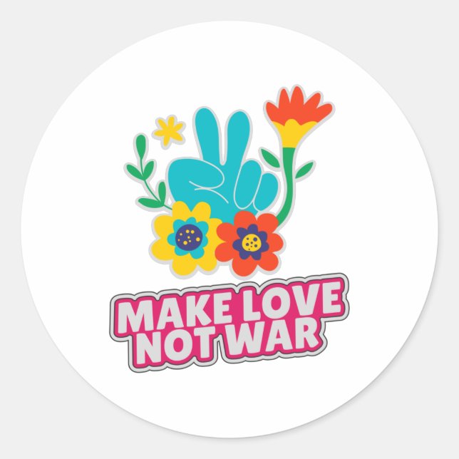Sticker Rond Faire l'amour pas la guerre (Devant)