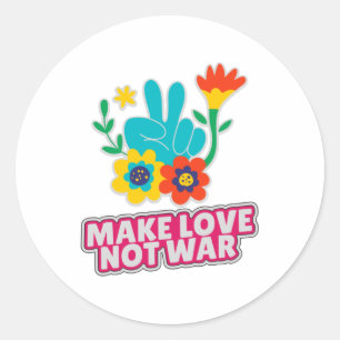 Sticker Rond Faire l'amour pas la guerre