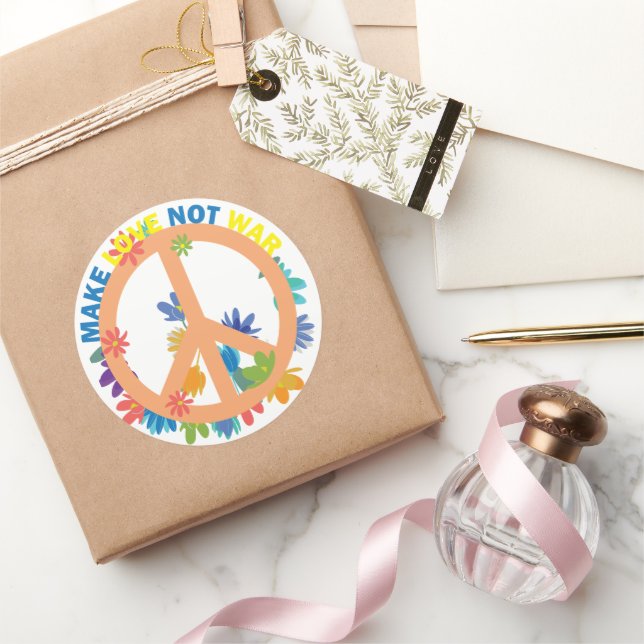 Sticker Rond Faire l'amour pas la guerre (Cadeaux)