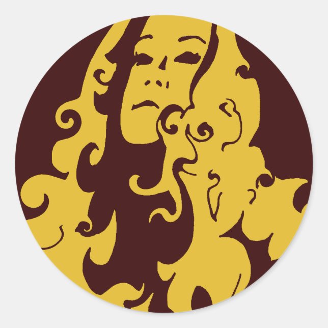 Sticker Rond Faire l'amour pas la guerre hippie fille (Devant)