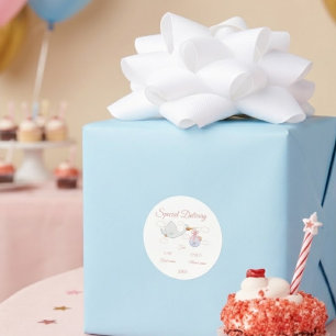 Sticker Rond Faire livrer par la cigogne pour la Baby Shower
