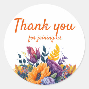 Sticker Rond Faire-part de Baby Shower Tournesol Été Ensoleillé