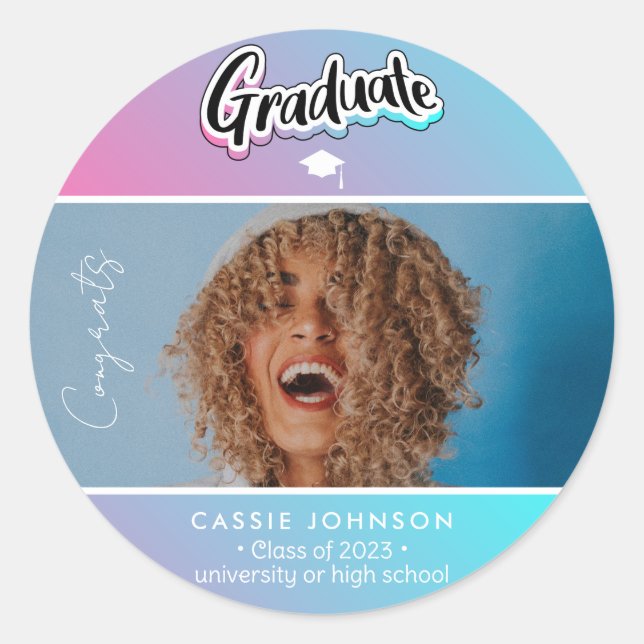 Sticker Rond Faire-part de diplôme (Devant)