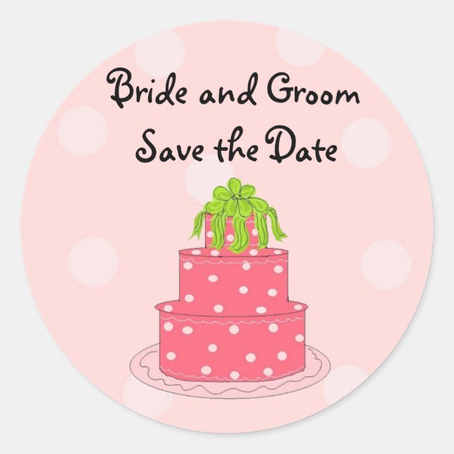 Sticker Rond Faire-part de gâteau de mariage (Devant)