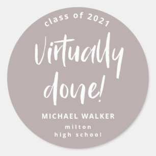 Sticker Rond faire-part de graduation virtuellement fait classi