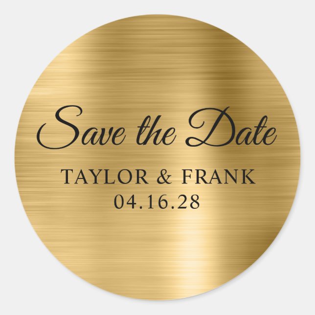 Sticker Rond Faire-part de mariage à feuille d'or (Devant)