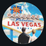 Sticker Rond Faire-part de mariage Las Vegas<br><div class="desc">Se marier à Vegas ? Elvis sera-t-il impliqué ? Alors,  c'est l'invitation pour vous !</div>