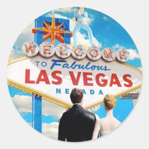 Sticker Rond Faire-part de mariage Las Vegas