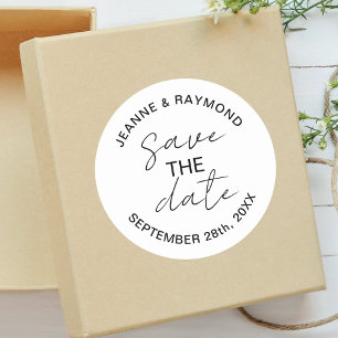 Sticker Rond Faire-part de mariage moderne et modifiable d'anno