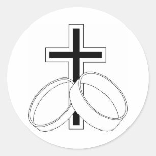 Sticker Rond Faire-part de mariage religieuse