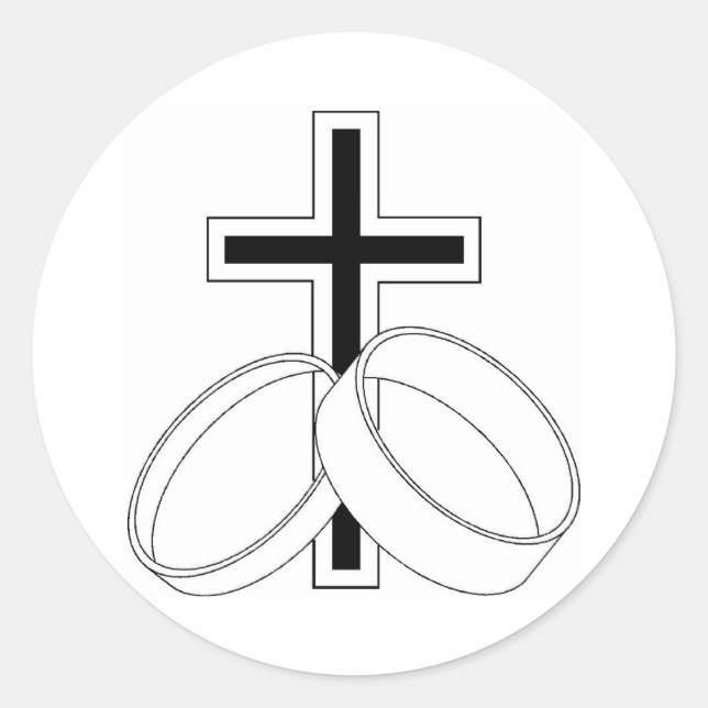 Sticker Rond Faire-part de mariage religieuse (Devant)