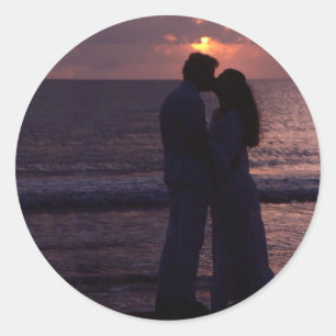 Sticker Rond Faire-part de mariage simple Modèle photo personna