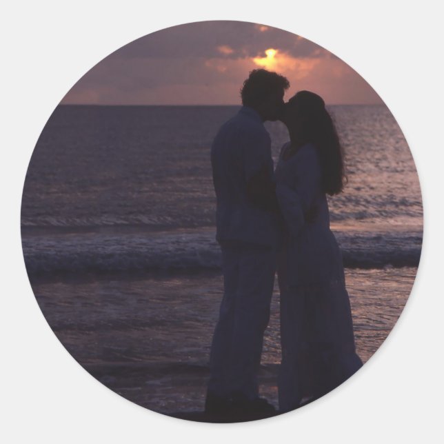 Sticker Rond Faire-part de mariage simple Modèle photo personna (Devant)