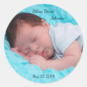 Sticker Rond Faire-part de naissance