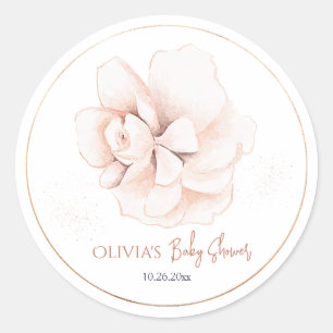 Sticker Rond Faire-Part de Naissance Fleurs Sauvages Douces Mod