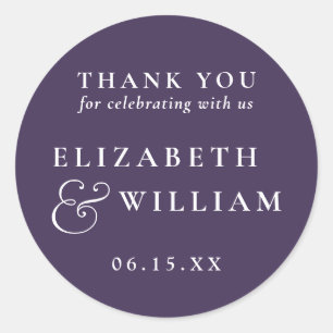 Sticker Rond Faire-part de remerciement de mariage minimaliste 