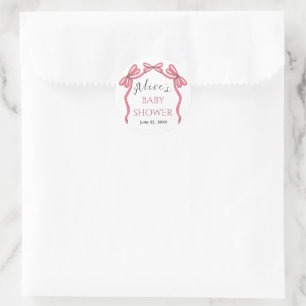 Sticker Rond Faire-part de Remerciement pour Baby Shower Fille 