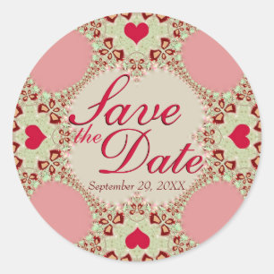 Sticker Rond Faire part de Save the Date dentelle Country Heart