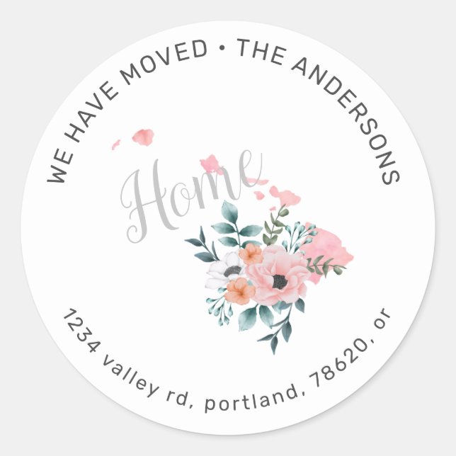 Sticker Rond faire-part mobile hawaii floral clair (Devant)