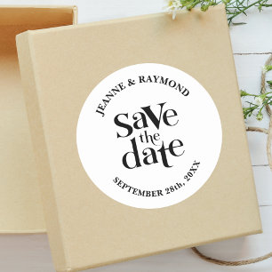 Sticker Rond Faire-Part Moderne de Mariage "Save The Date"