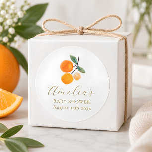 Sticker Rond Faire-part personnalisé de Baby Shower aquarelle C