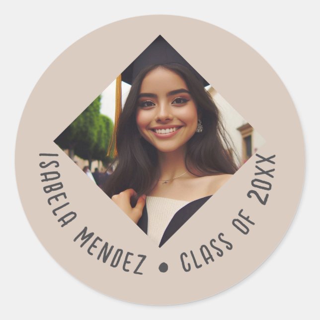 Sticker Rond Faire-part photo de graduation personnalisée (Devant)