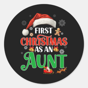 Sticker Rond Faire-part Premier Noël Comme Tante Correspondant 