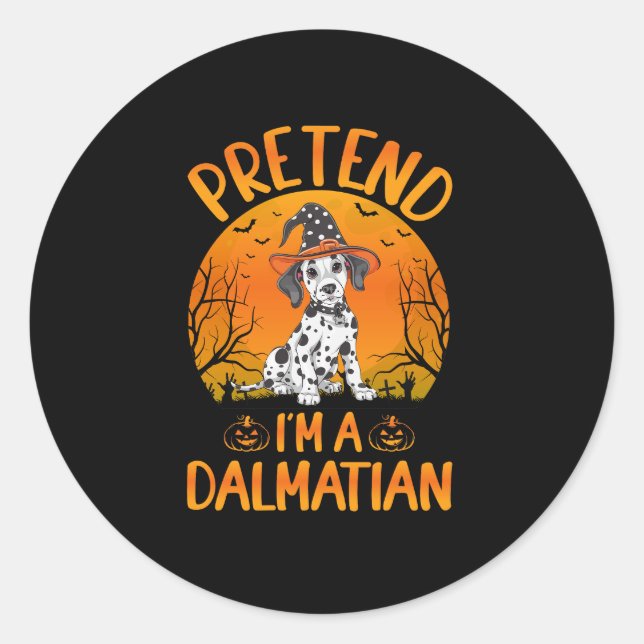 Sticker Rond Faire semblant d'être un chien dalmate Halloween ( (Devant)