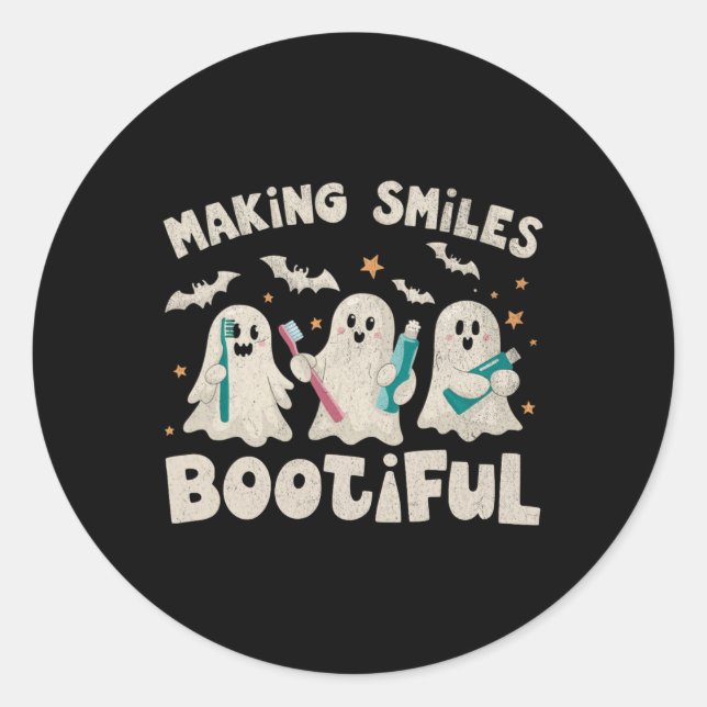 Sticker Rond Faire sourire Botieux Halloween drôle Fantôme Dent (Devant)