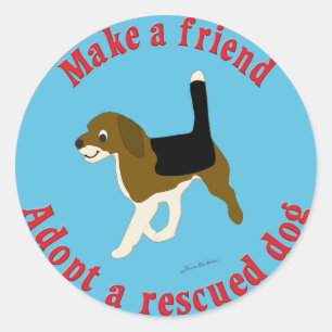 Sticker Rond Faire un ami - Beagle