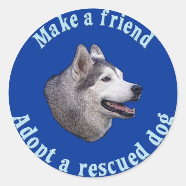 Sticker Rond Faire un ami - Sibérien Husky (Devant)