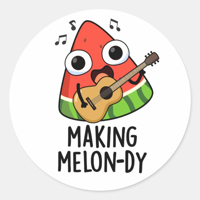Sticker Rond Faire une mélodie drôle de pun melon  (Devant)