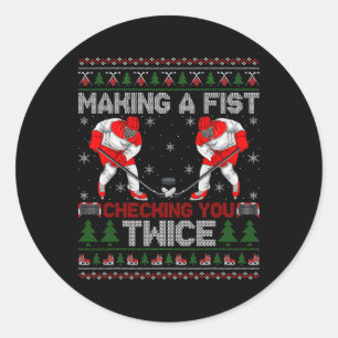 Sticker Rond Faire une vérification de poing deux fois Noël de