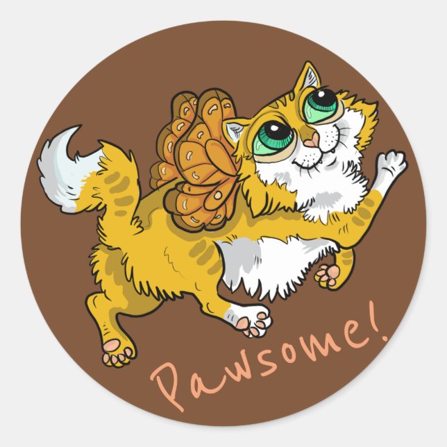 Sticker Rond Fairy Cat Pawsome! (Devant)
