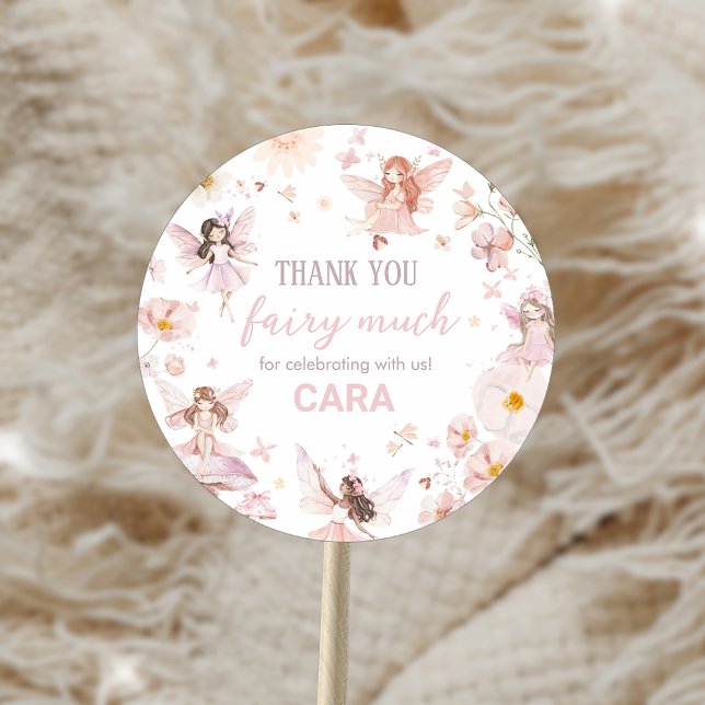 Sticker Rond Fairy Enchanted Garden Fête d'anniversaire (Fairy Enchanted Garden Birthday Party Sticker)