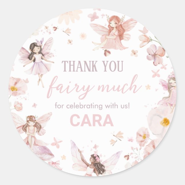 Sticker Rond Fairy Enchanted Garden Fête d'anniversaire (Devant)