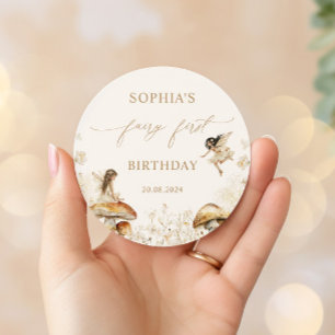 Sticker Rond Fairy First Birday Boho