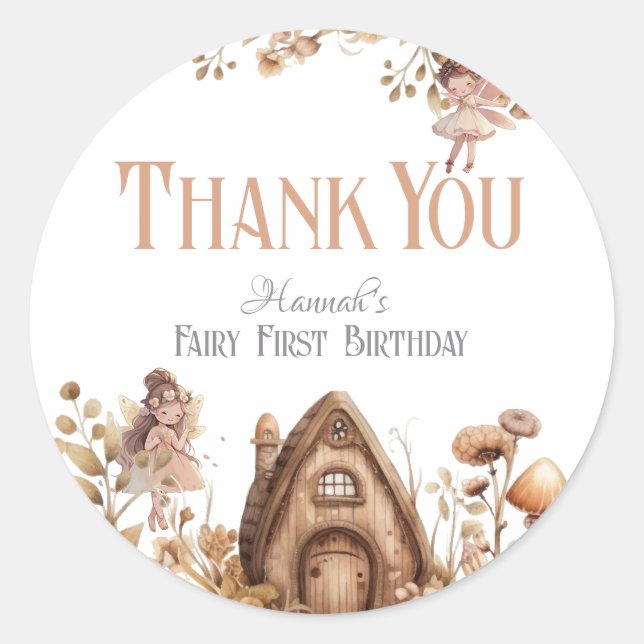 Sticker Rond Fairy First Magic Boho Anniversaire (Devant)
