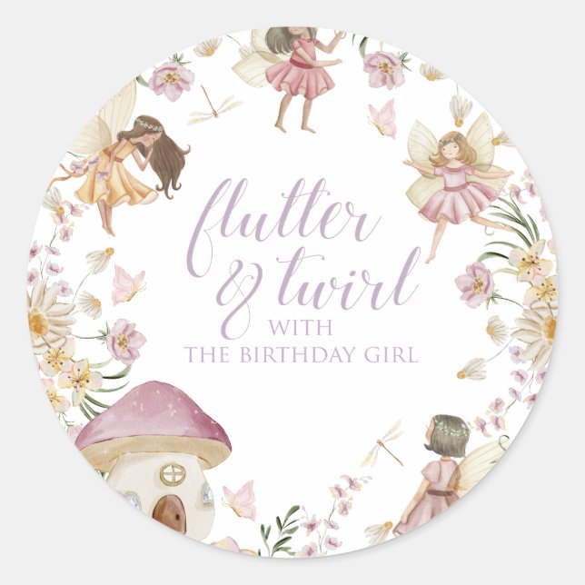 Sticker Rond Fairy fleur sauvage anniversaire (Devant)