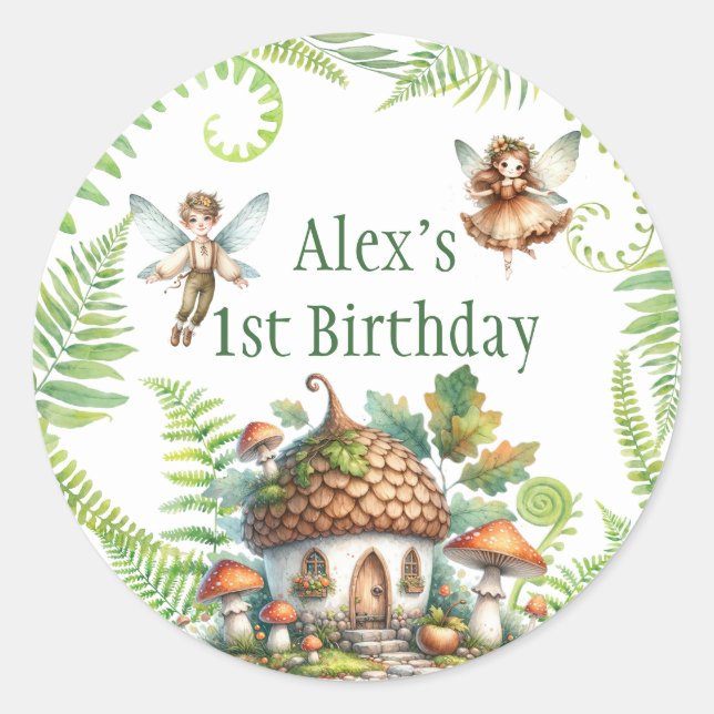 Sticker Rond Fairy Forest Garden Genre Neutre 1er anniversaire (Devant)