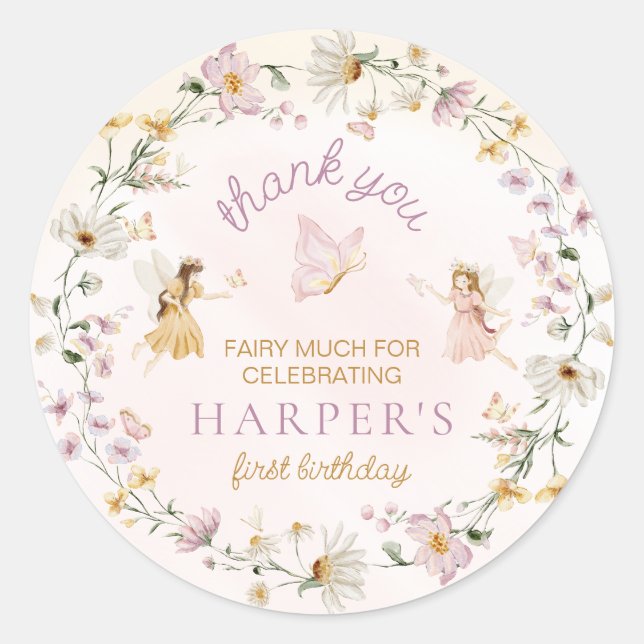 Sticker Rond Fairy Garden Anniversaire (Devant)