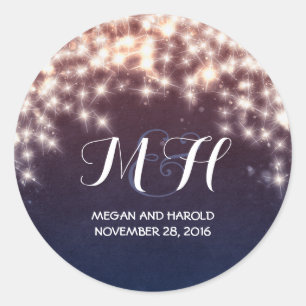 Sticker Rond Fairy Lights Russe Mariage