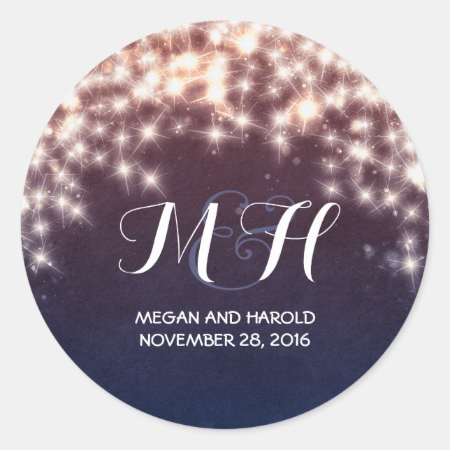 Sticker Rond Fairy Lights Russe Mariage (Devant)
