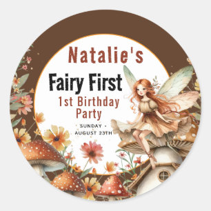 Sticker Rond Fairy Premier thème Fille 1er anniversaire fête