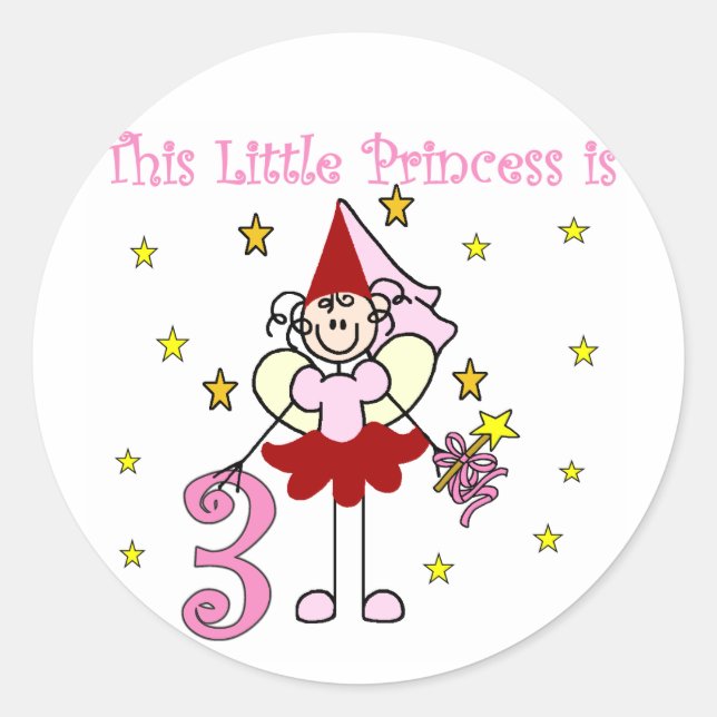 Sticker Rond Fairy Princess 3e Anniversaire Tshirts et cadeaux (Devant)