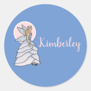 Sticker Rond Fairy Princess Mariée Robe de mode Illustration