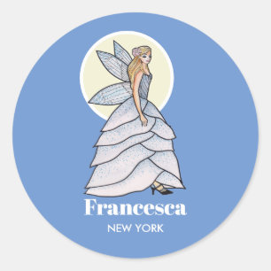 Sticker Rond Fairy Princess Petals Robe Mode Illustration